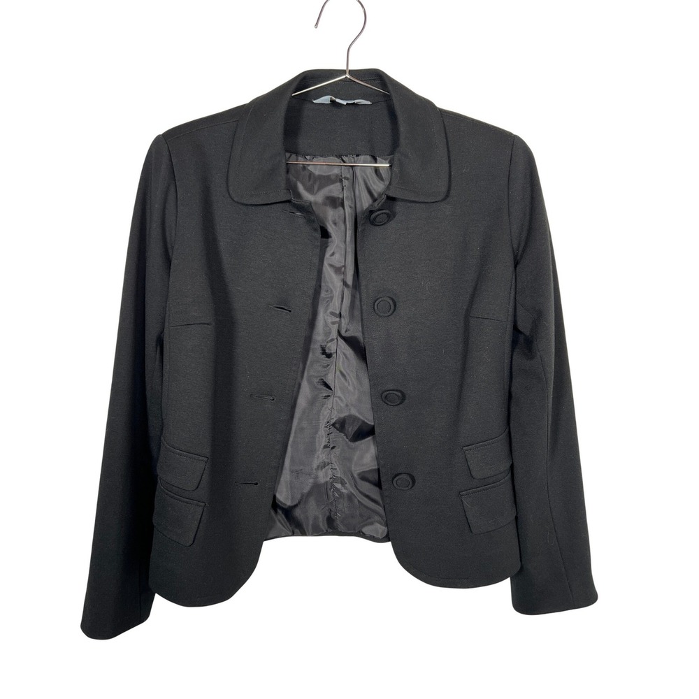 Black Whimsigoth Boxy‎ Blazer Stretch Tailored Jacket Office Workwear Medium